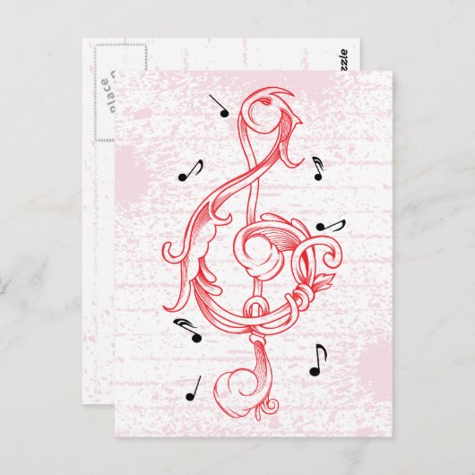 Rood scrollwerk met tafelblad briefkaart (Voorkant / Achterkant)