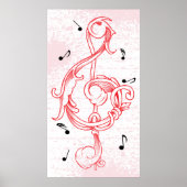 Rood scrollwork alleen maar poster met sleutel (Voorkant)