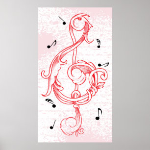 Rood scrollwork alleen maar poster met sleutel