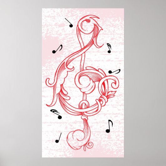 Rood scrollwork alleen maar poster met sleutel (Voorkant)