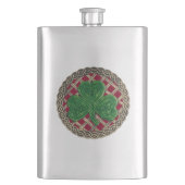 Rood Shamrock on Celtic Knots Flask Heupfles (Voorkant)