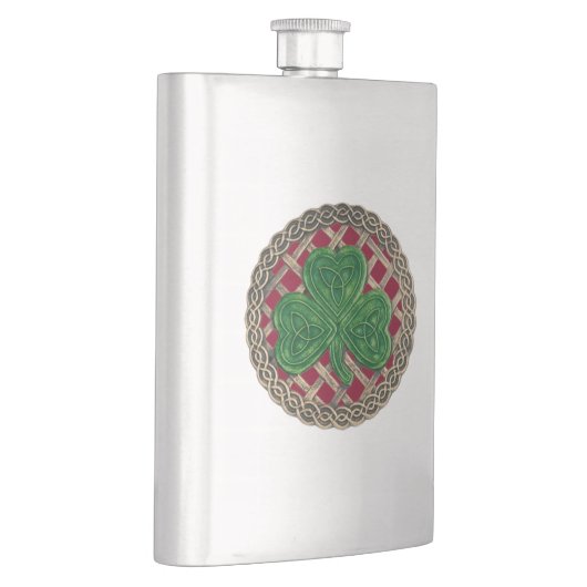 Rood Shamrock on Celtic Knots Flask Heupfles (Rechts)