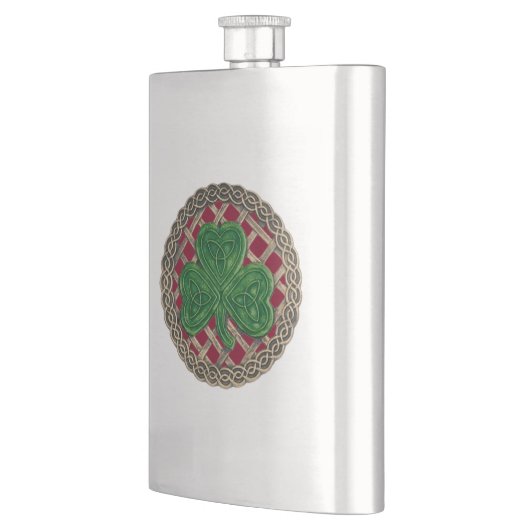 Rood Shamrock on Celtic Knots Flask Heupfles (Links)