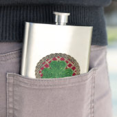 Rood Shamrock on Celtic Knots Flask Heupfles (Voorbeeld)