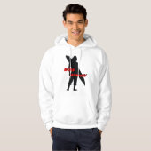 Rood - Shortboarder silhouet met Hanging Munkeys Hoodie (Voorkant volledig)