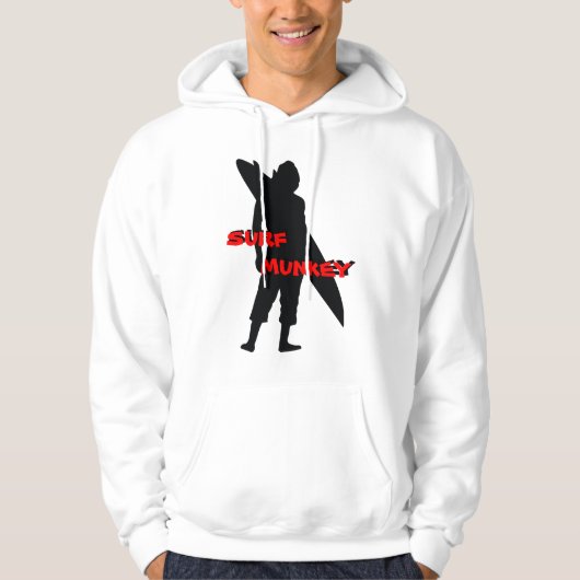 Rood - Shortboarder silhouet met Hanging Munkeys Hoodie (Voorkant)