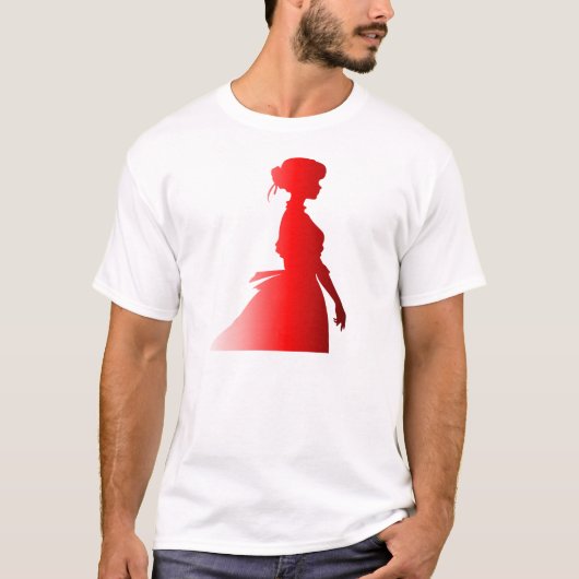 Rood silhouet 1800s Mode Vrouw 7 T-shirt (Voorkant)