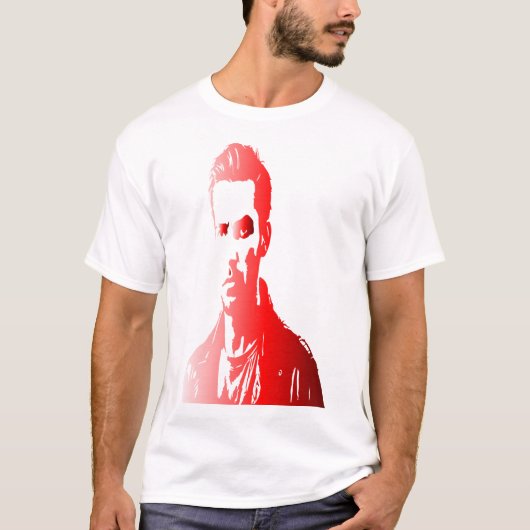 Rood silhouet een man met een serieuze expressie t-shirt (Voorkant)