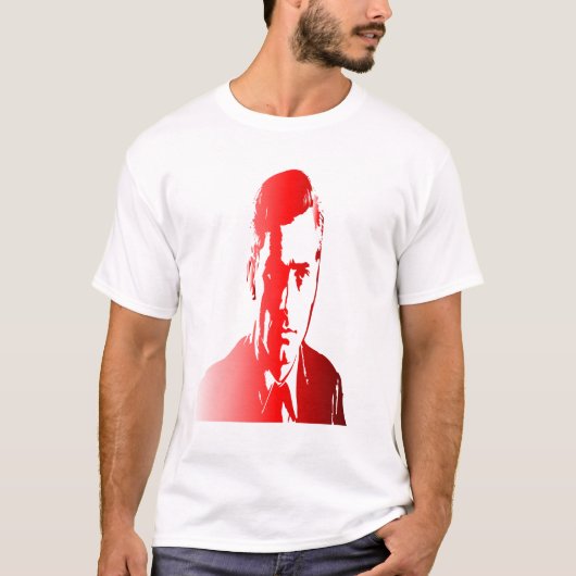 Rood silhouet een man politieke figuur, serieus t-shirt (Voorkant)
