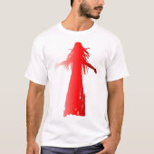 Rood silhouet van een vrouw met lang haar t-shirt (Voorkant)