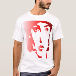 Rood silhouet van het gezicht van een vrouw met pe t-shirt