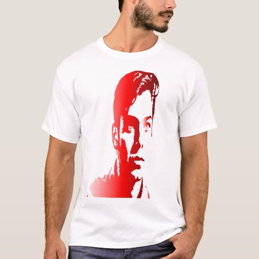 Rood silhuette een jong man visueel impactvol afbe t-shirt (Voorkant)