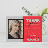 Rood & Silver Afstuderen foto dank u kaart (Staand voorkant)