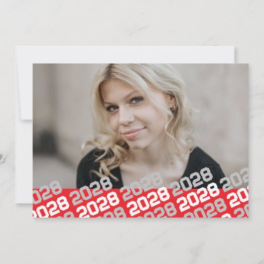 Rood & Silver Grey Modern Afstuderen Dank je kaart (Achterkant)