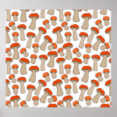 Rood Sinaasappel Aspen Paddenstoelen Patroon Poster (Voorkant)