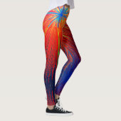Rood Sinaasappel Blauw Stripe Patroon Punch Vandaa Leggings (Rechts)
