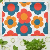 Rood Sinaasappel Blauw Tropische Bloemen Botanisch Theedoek (Gevouwen)