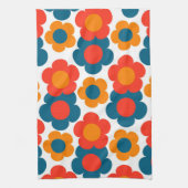 Rood Sinaasappel Blauw Tropische Bloemen Botanisch Theedoek (Verticaal)