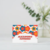 Rood Sinaasappel Blauw Y2K Bloem Handgemaakte Kled Visitekaartje (Staand voorkant)