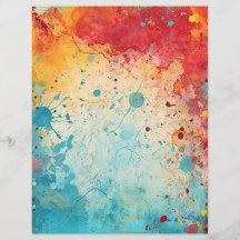 Rood, Sinaasappel, Blauwgroen waterverf spatten jo