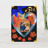 Rood Sinaasappel Bloemen Goud Kolibrie Zoon Jubile Kaart (Voorkant)