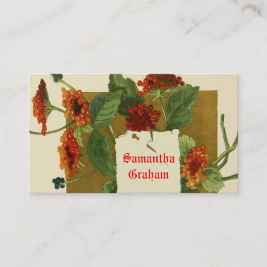 rood sinaasappel bloemen op maat bloemig visitekaartje (Voorkant)