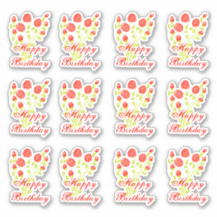 Rood Sinaasappel Bloemen Sticky Sticker