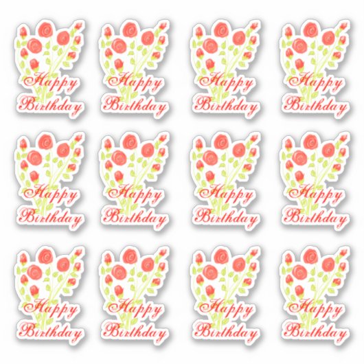 Rood Sinaasappel Bloemen Sticky Sticker (Voorkant)