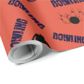 Rood Sinaasappel Bowling Afbeeldingen Fun Modern Cadeaupapier (Rol Hoek)