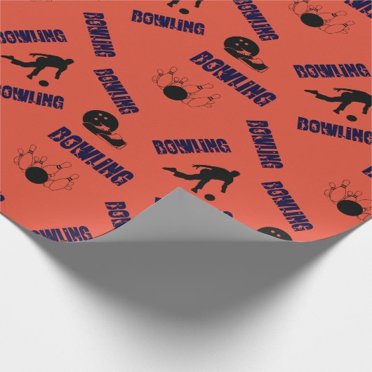 Rood Sinaasappel Bowling Afbeeldingen Fun Modern Cadeaupapier (Hoek)