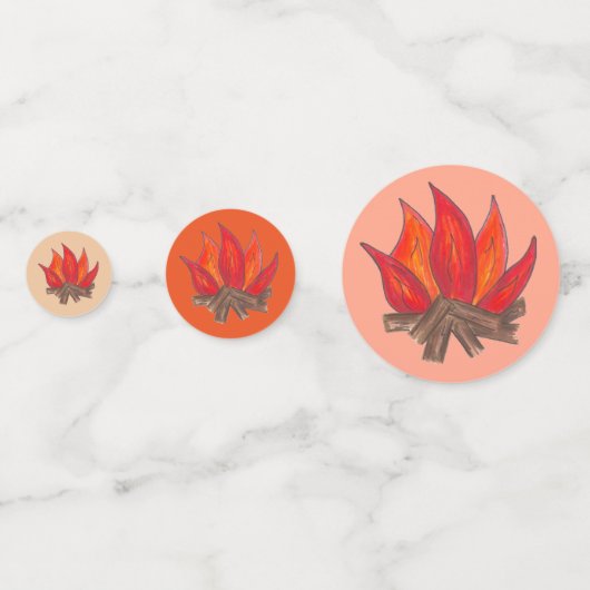 Rood Sinaasappel Camping Kampvuur Zomerkamp Confetti (Achterkanten)