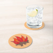 Rood Sinaasappel Camping Kampvuur Zomerkamp Ronde Kartonnen Onderzetter (Insitu)