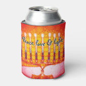 Rood Sinaasappel Chanoeka Menorah Peace Love Licht Blikjeskoeler (Blikje Voorkant)
