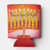 Rood Sinaasappel Chanoeka Menorah Peace Love Licht Blikjeskoeler (Achterkant)