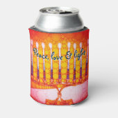 Rood Sinaasappel Chanoeka Menorah Peace Love Licht Blikjeskoeler (Blikje Achterkant)