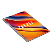 Rood, Sinaasappel en blauw Wavy Abstract Notitieboek (Rechterzijde)