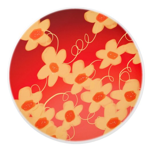 Rood Sinaasappel en crèmekast trekken Keramische Knop (Voorkant)