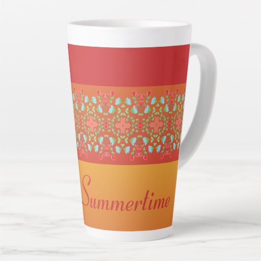 Rood Sinaasappel en Goud Latte Mok (Rechterhoek)