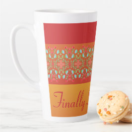 Rood Sinaasappel en Goud Latte Mok