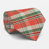 Rood Sinaasappel en groen tartaan geruite patroonh Stropdas (Opgerold)