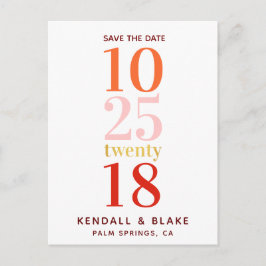 Rood, Sinaasappel en Roze Minimalist Save the Date Aankondigingskaart