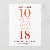Rood, Sinaasappel en Roze Minimalist Save the Date Aankondigingskaart (Voorkant)