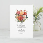 Rood, Sinaasappel en Sage Bloemen Vrijgezellenfees Kaart (Staand voorkant)