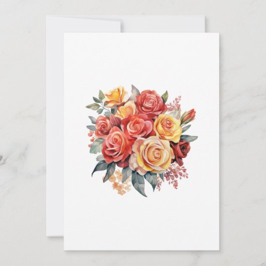 Rood, Sinaasappel en Sage Bloemen Vrijgezellenfees Kaart (Achterkant)