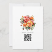 Rood, Sinaasappel en Sage Bloemenbruiloft Kaart (Achterkant)