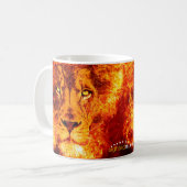 Rood Sinaasappel Flaming Lion van Juda Koffiemok (Voorkant links)