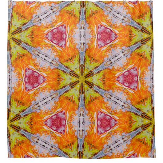 Rood, Sinaasappel, Geel Abstact Douchegordijn (Voorkant)