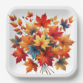 ROOD SINAASAPPEL GEEL BLAUWGROEN HERFSTBLADEREN PAPIEREN BORDJE