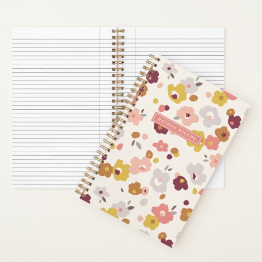 Rood Sinaasappel Geel Bloemen Spiraalgebonden Noti Notitieboek (Binnen)