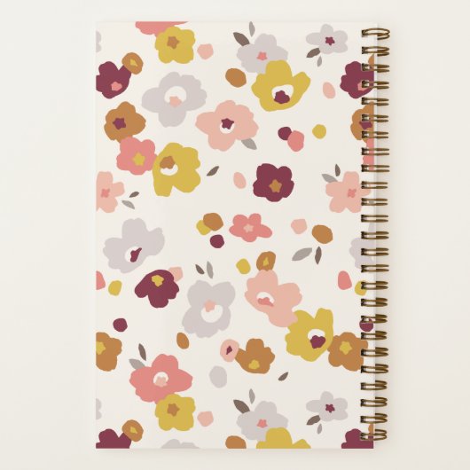 Rood Sinaasappel Geel Bloemen Spiraalgebonden Noti Notitieboek (Achterkant)